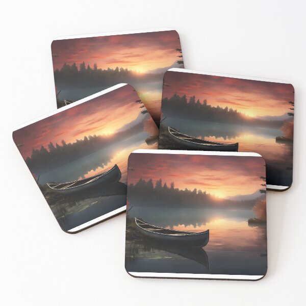 Item preview, Image of a boat on a lake in classic oil painting style designed and sold by Pflugart.