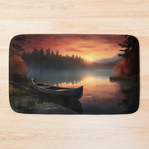 Item preview, Image of a boat on a lake in classic oil painting style designed and sold by Pflugart.