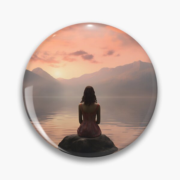 Item preview, Image of a woman by a lake in classic oil painting style designed and sold by Pflugart.