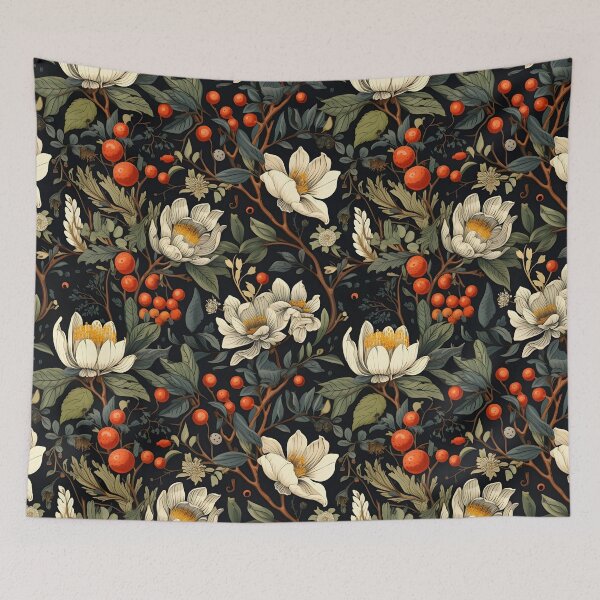 Item preview, “Earth’s Bounty and Beauty”: Early Autumn Flowers and Red Apples—Fall Floral Patterns, Apple Autumnal Harvest, Seamless Pattern of wedding ceremonies designed and sold by ignasirus.