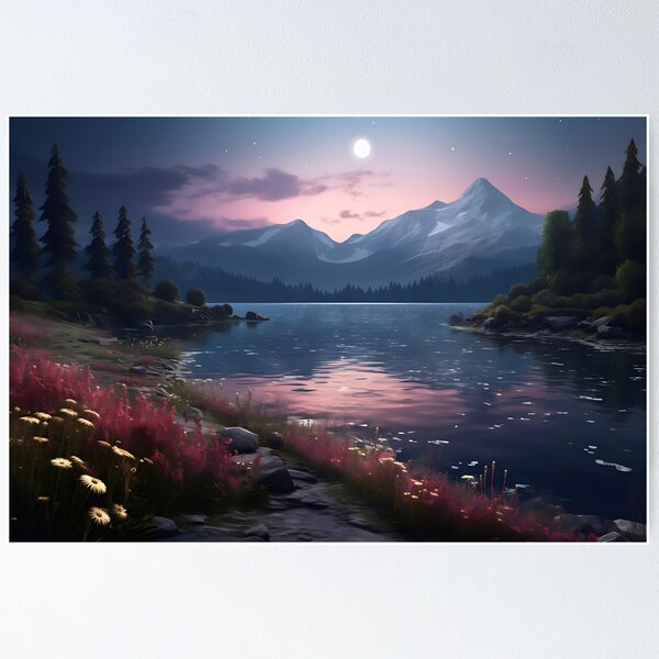 Item preview, Image of an evening mood at a lake in classic oil painting style designed and sold by Pflugart.