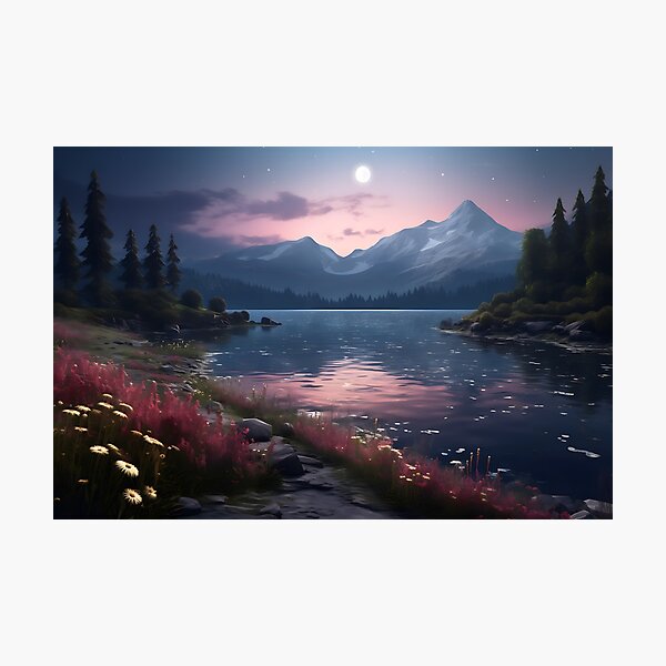 Item preview, Image of an evening mood at a lake in classic oil painting style designed and sold by Pflugart.