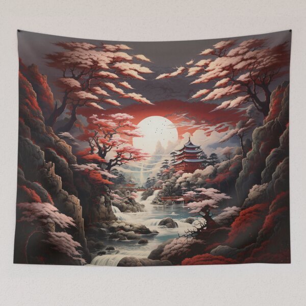 Item preview, Elegant Cherry Blossom Japanese Landscape designed and sold by solrevolver.