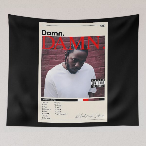 Item preview, Kendrick Lamar  | Damn  | Kendrick Lamar  Damn Tracklist | Album Cover  |  Print | Wall Art | Home Decor designed and sold by ManagerAzure.
