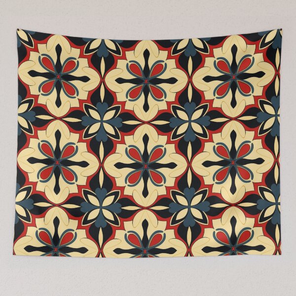 Artikelvorschau, Buntes Fantasiemuster gelb schwarz rot Ornamente entworfen und verkauft von G-M-Designs.