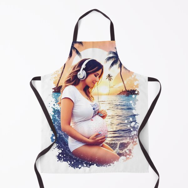 Item preview, Beautiful Pregnant Woman Listening To Music On a Sunset Beach Travel Enjoying Summer designed and sold by TriniTeeClub.