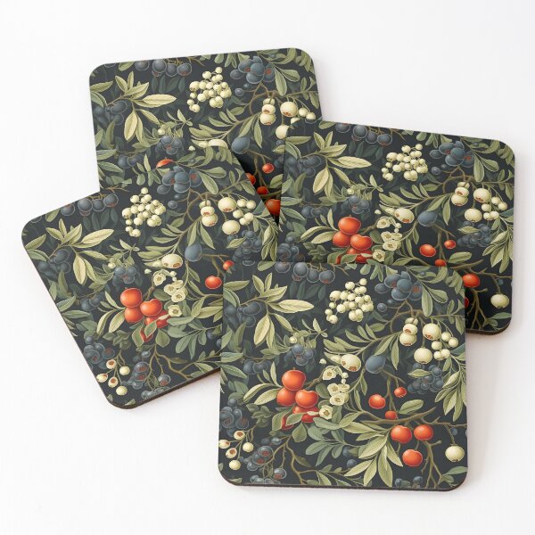 Item preview, On Various Stages Of Becoming—from Early Autumn Flowers, ripe Blue Plums, to harvest-ready Red Apples and various shades and shapes of green leaves; a composition in Red White Blue and Green designed and sold by ignasirus.