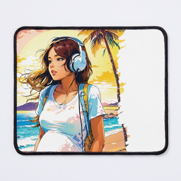 Item preview, Cute Pregnant Woman Listening To Music Walking On a Beach Travel Summer designed and sold by TriniTeeClub.