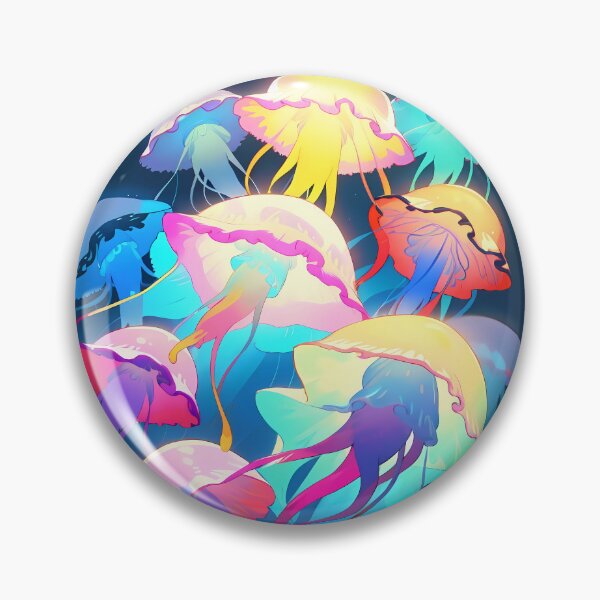 Item preview, A group of jellyfish with rainbow colored tentacles designed and sold by Carmillai.