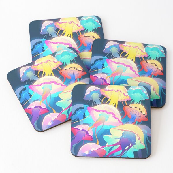 Item preview, A group of jellyfish with rainbow colored tentacles designed and sold by Carmillai.