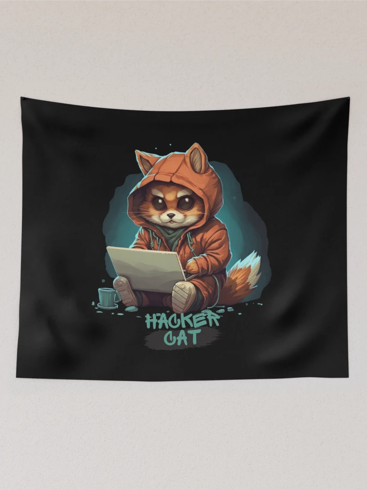 Thumbnail 2 of 3, Tapestry, Cat hacker, Programmer coder - developer programming coding designed and sold by Mateusz Majcherek.