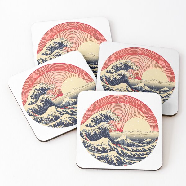 Aperçu de l'œuvre Vagues Vintage : T-shirt Style Ukiyo-e créée et vendue par WartonnoArt.