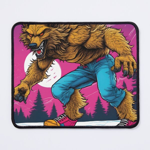 Item preview, scary werewolf, skateboarding, 80s designed and sold by Mauswohn.