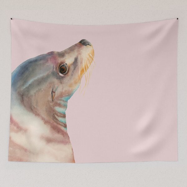 Item preview, Lazy Glance - Sea Lion Watercolor Painting designed and sold by namibear.