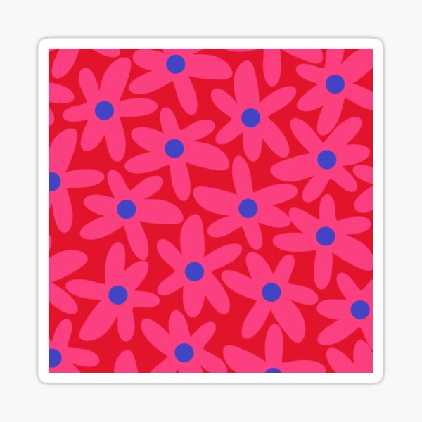 Daisy Time Floral Pattern Magenta Pink Fuchsia Blue Sticker for Sale by  kierkegaard