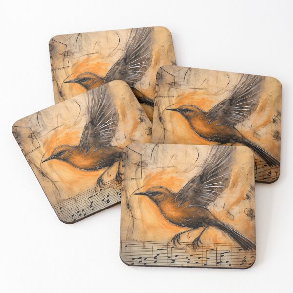 Item preview, Charcoal and Coffee drawing of Bird’s song 23 designed and sold by Art by Lilia.