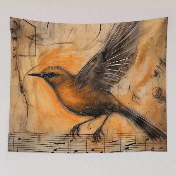 Item preview, Charcoal and Coffee drawing of Bird’s song 23 designed and sold by Art by Lilia.