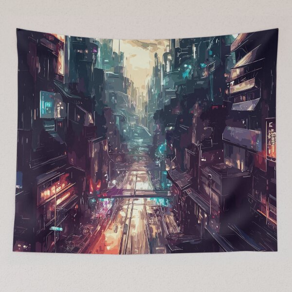 Item preview, Futuristic japan cityscape designed and sold by TomFrontierArt.