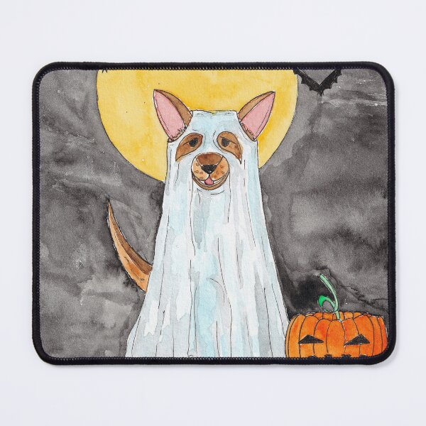 Item preview, halloween ghostdog pumpkin fullmoon bat, watercolor designed and sold by liny-art.