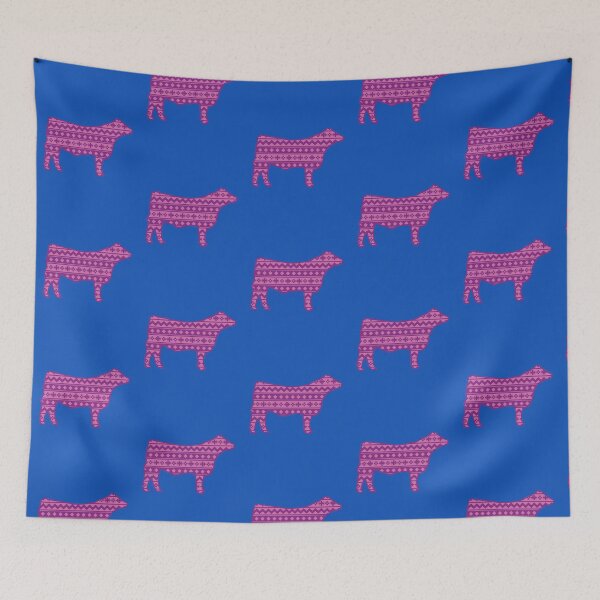 Item preview, Girly Cowgirl Show Steer with Pink Southwest Pattern designed and sold by aldoc-hoas.