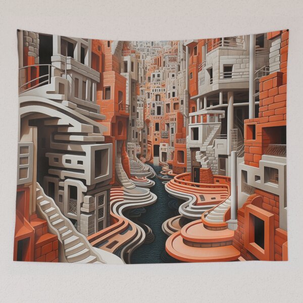 Item preview, Urban Streams: Venice-inspired Optical Illusion in Op Art Style designed and sold by Moisky Art.