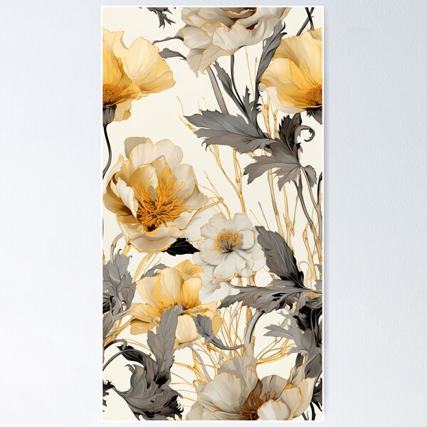 Item preview, Harmonious Brilliance: Graceful Cream and Orange Flowers designed and sold by OurBarcode.