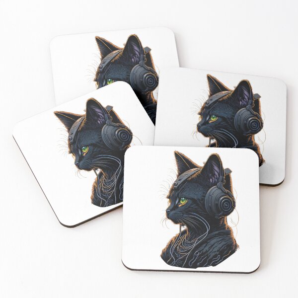 Item preview, A artificial intelligence cat wearing over-ear headphones t-shirt design designed and sold by DreamDesignWear.