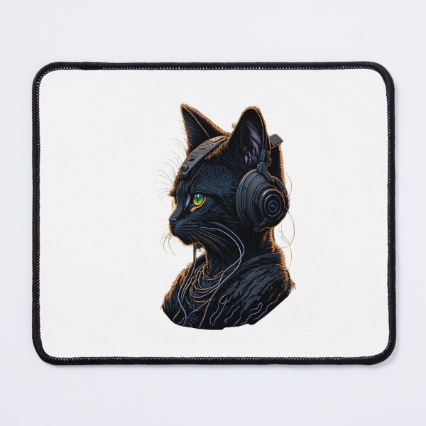 Item preview, A artificial intelligence cat wearing over-ear headphones t-shirt design designed and sold by DreamDesignWear.