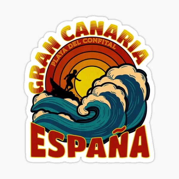 Item preview, Gran Canaria, España- Surfing Beach -Retro Sunset and Waves  - Essential t-shirt  designed and sold by PatriciaReyes.