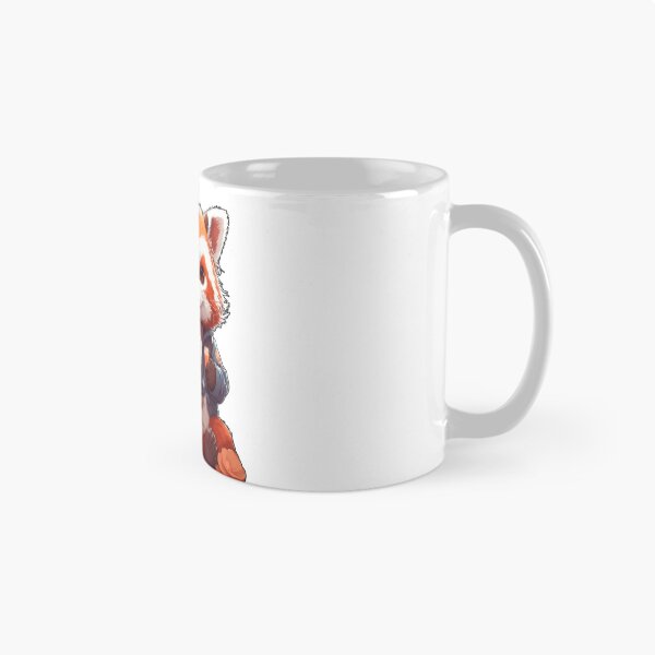 Aperçu de l'œuvre panda kawaii rouge buvant du café créée et vendue par irosh madushan.