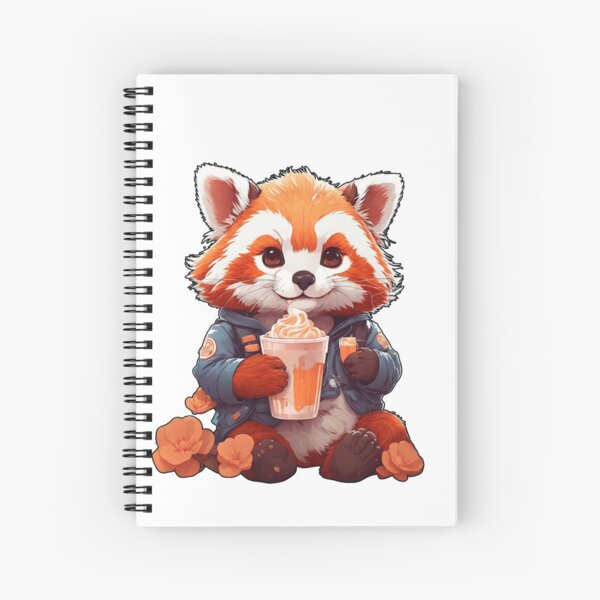 Item preview, red kawaii panda drinking coffee designed and sold by irosh madushan.