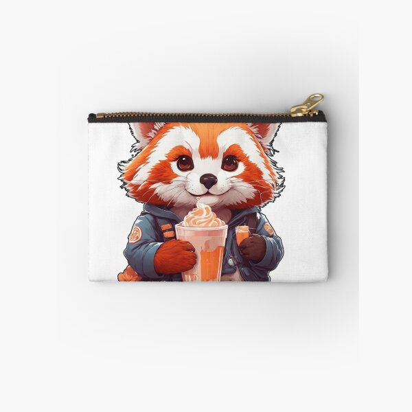 Item preview, red kawaii panda drinking coffee designed and sold by irosh madushan.