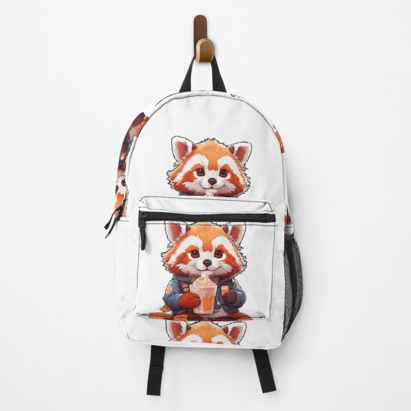 Item preview, red kawaii panda drinking coffee designed and sold by irosh madushan.