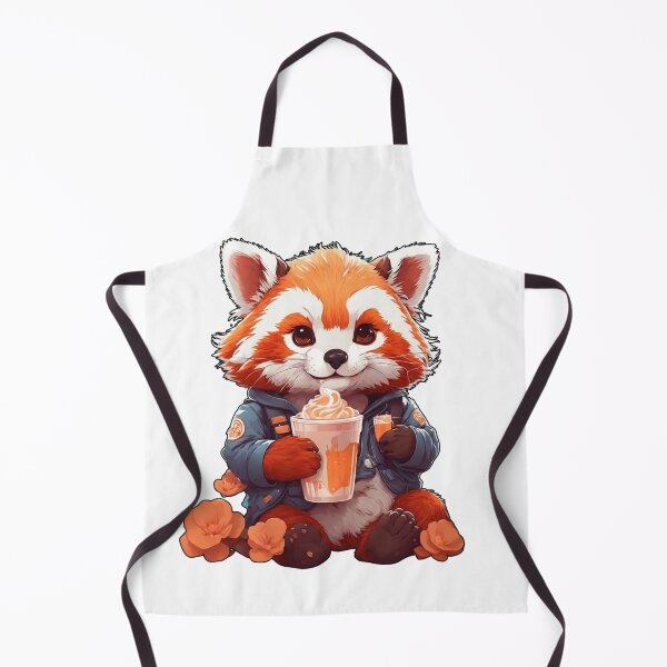 Item preview, red kawaii panda drinking coffee designed and sold by irosh madushan.