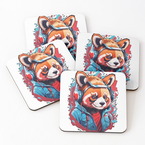 Item preview, red kawaii panda drinking panda  designed and sold by irosh madushan.