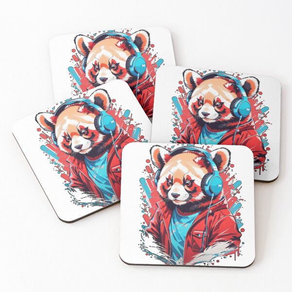 Item preview, red kawaii panda music lover  designed and sold by irosh madushan.