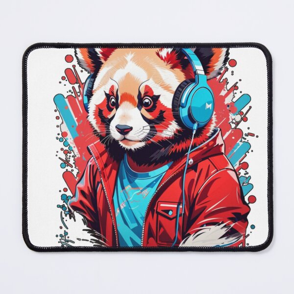 Item preview, red kawaii panda music lover designed and sold by irosh madushan.