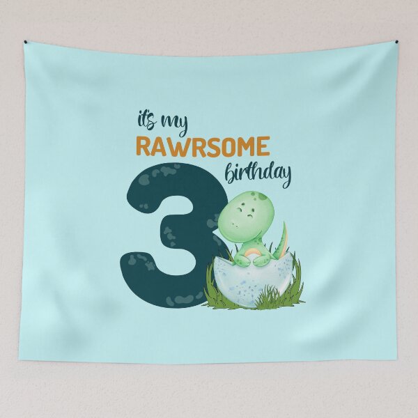 Item preview, Baby Dinosaur Birthday Party - RAWRSOME Third Birthday Gift Ideas - Three Years Old Dinosaur Birthday designed and sold by GlazifiedArts.