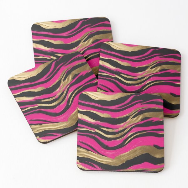 Item preview, Pink black and gold striped waves pattern designed and sold by patterncrow.