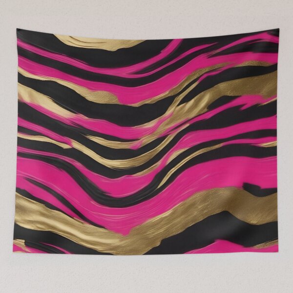 Item preview, Pink black and gold striped waves pattern designed and sold by patterncrow.