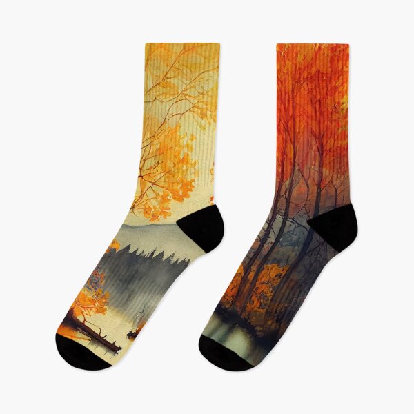 Item preview, Colorful Autumn Landscape Watercolor 02 designed and sold by Red Witch Art.