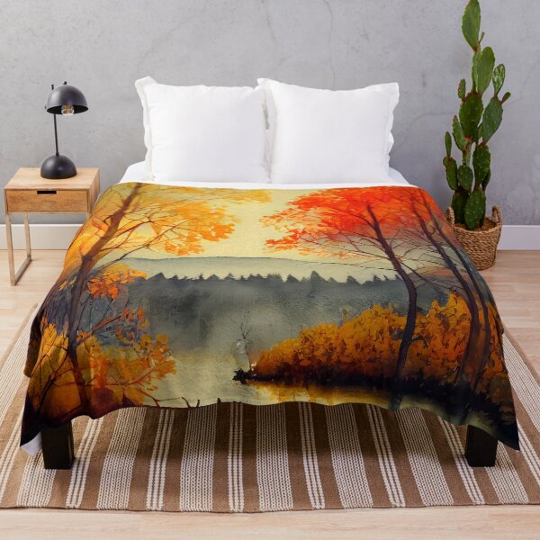Item preview, Colorful Autumn Landscape Watercolor 02 designed and sold by Red Witch Art.