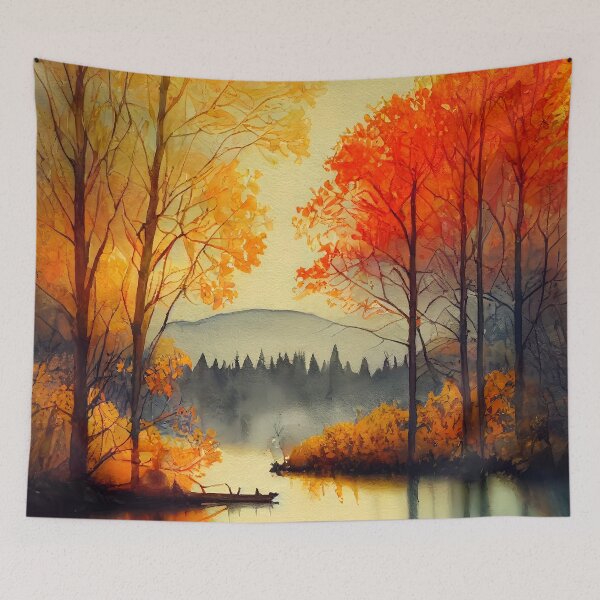 Item preview, Colorful Autumn Landscape Watercolor 02 designed and sold by Red Witch Art.