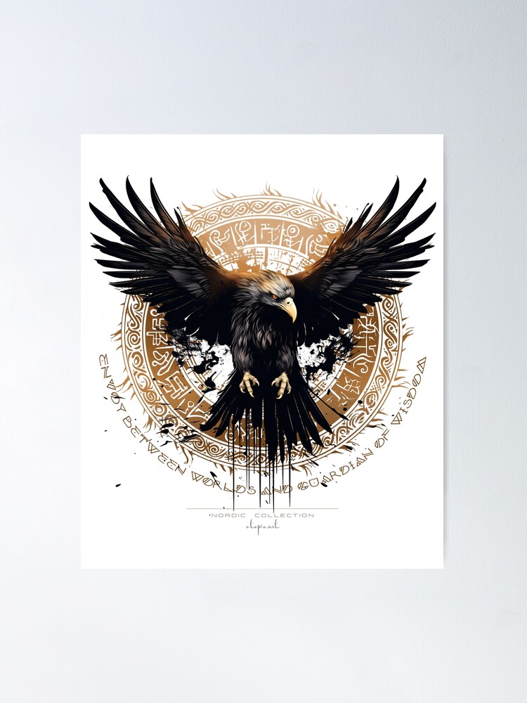 Dark Blue Kids Wall Art Digital Print Witcher Fight Against Eagle