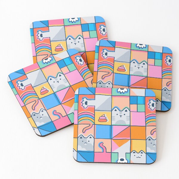 Item preview, Bright kitty cats blocks pattern designed and sold by kostolom3000.