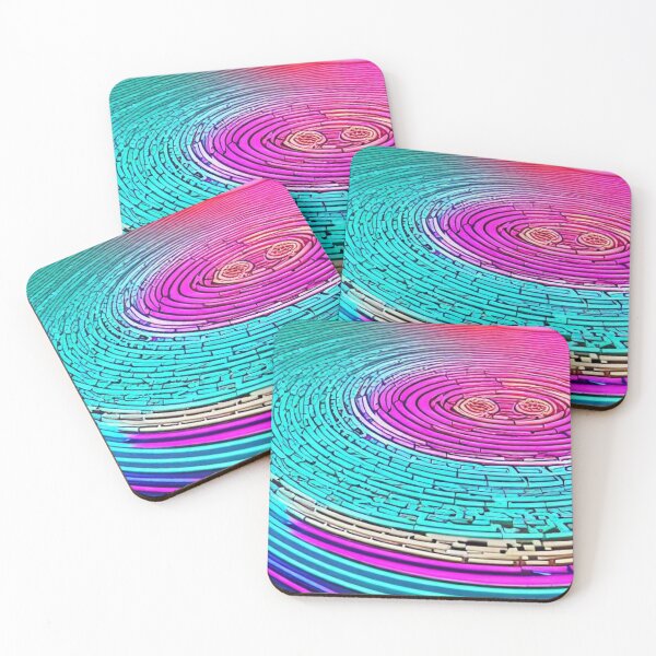 Item preview, Neon Pink and Blue Angled Modern Circular Art designed and sold by Dianne Mead.