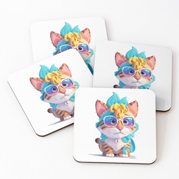 Item preview, Colourful 3D funky cat  designed and sold by ArtShedUK.