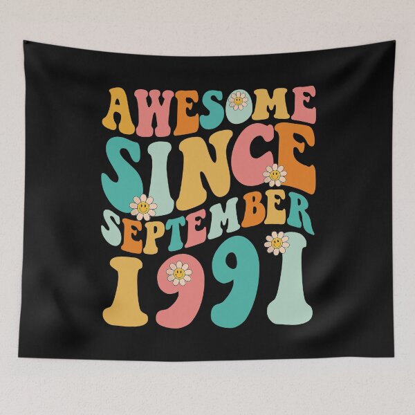 Item preview, Awesome Since September 1991 | Made In 1991 | Retro Groovy Birthday designed and sold by Christina-grich.