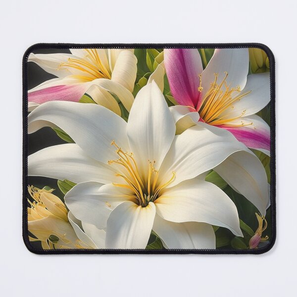 Item preview, An Arrangement Of Elegant Lilies, Their Petals Adorned In Shades Of White, Yellow, And Pink, Creating A Harmonious Blend Of Colors That Symbolizes Purity, Happiness, And Grace, Ai Generated Art designed and sold by AiGens.