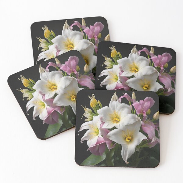 Item preview, A Bouquet Of Elegant Lilies, Their Petals Displaying A Palette Of White, Yellow, And Pink, Exuding Sophistication And Charm With Their Graceful Form And Subtle Fragrance, Ai Generated Art designed and sold by AiGens.